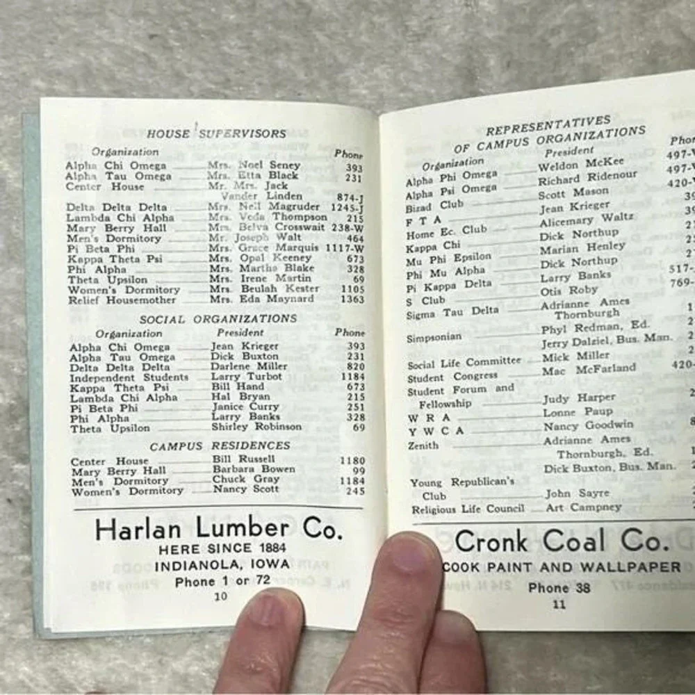 The Password Student Directory of Simpson College 1956-57 Indianola Iowa Vtg CBX